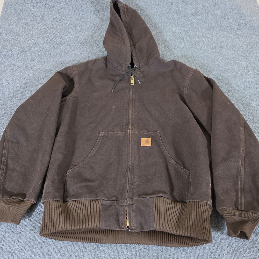 Carhartt J130 DKB Sandstone Duck Active Jacket Dark Brown Mens Small Regular